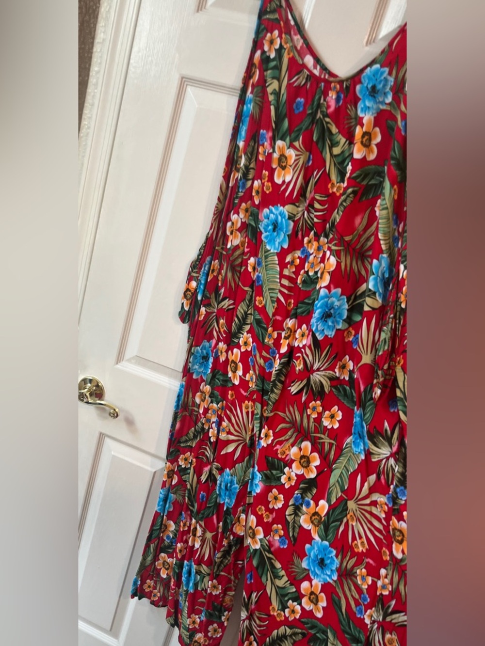 Red Floral V-Neck Jumpsuit